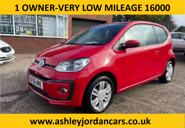 Volkswagen Up 1.0 High Up 3dr, VERY LOW MILEAGE, ONE OWNER Hatchback Petrol Red